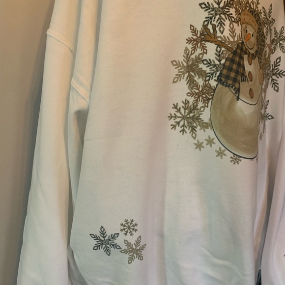 Cozy Snowflake Snowman Crewneck Sweatshirt Sizes 2XL-5X - Picture 3 of 8